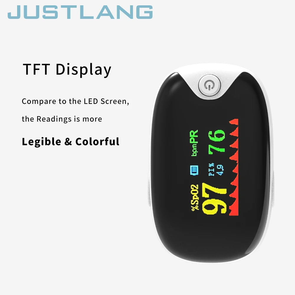 Medical Portable Fingertip Handheld Pulse Oximeters Finger Monitor Adult TFT Screen Automatic Shut Off Bulit in Protector
