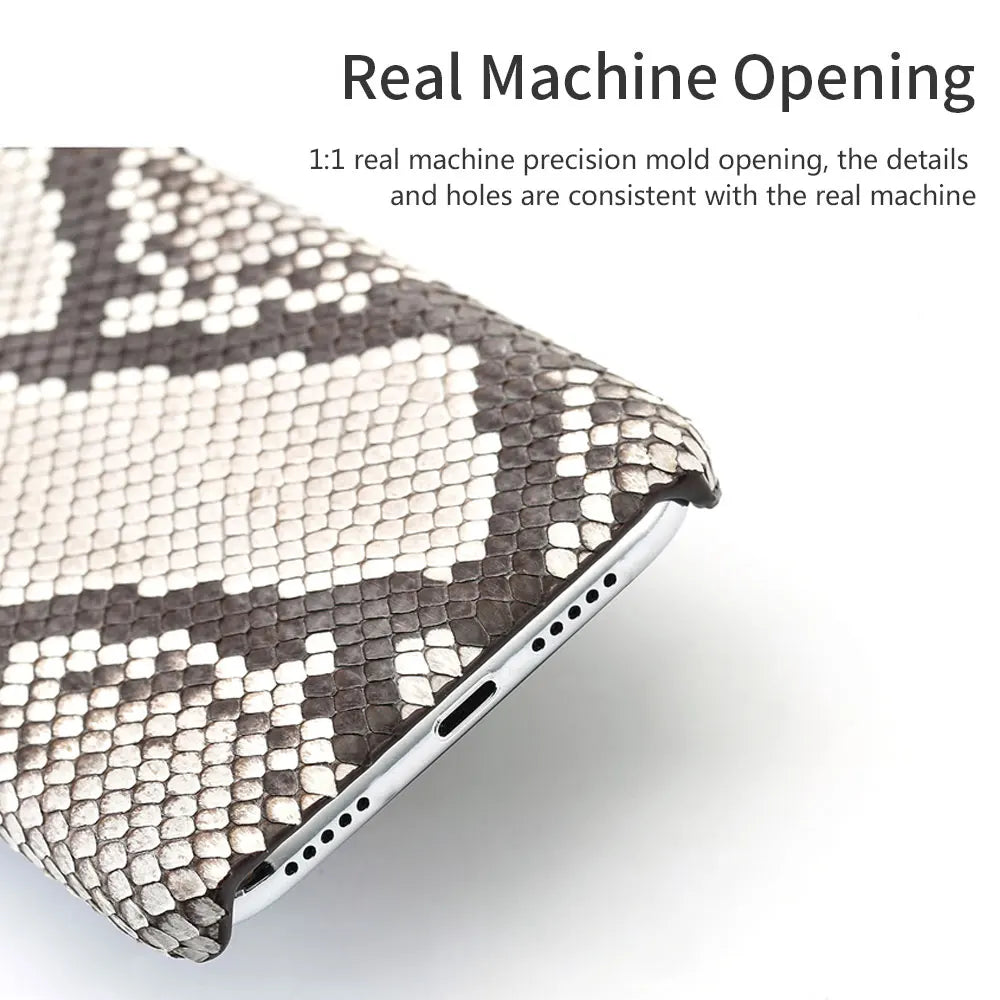 100% Genuine Python Leather Phone Case For iPhone 16 15 14 Pro Max 16Pro Plus Luxury Shockproof Protect Back Cover
