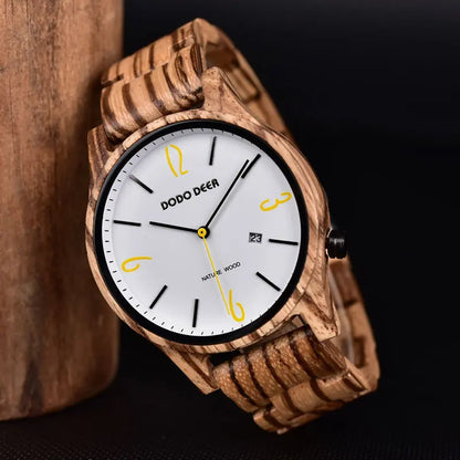 Wooden Wristwatch Wrist Band Man Luxury Calendar Quartz  Simple Date Display Wood Watch