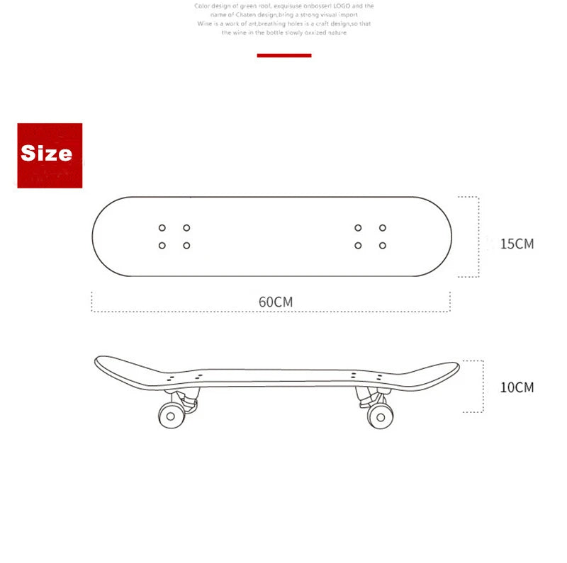 Skateboard Four Wheel Skate Board Scooter Longboard Pulley Wheel Double Rocker Maple Skateboard Alloy Roller Board