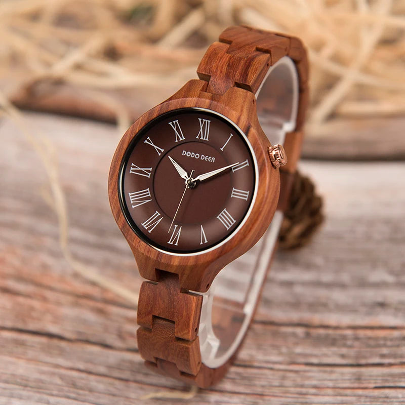 Fashion Wood Watch  Female Clock Quartz Wrist watches Ladies Roman Dial