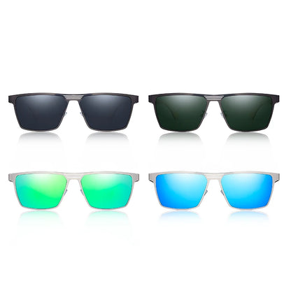 Metal Frame Natural Wooden Sunglasses Polarized Blue Mirror Eyewear