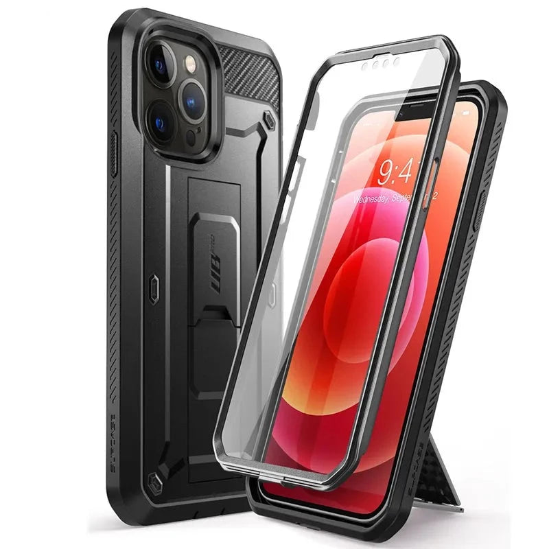 For iPhone 13 Pro Max Case 6.7" (2021) UB Pro Full-Body Rugged Holster Cover with Built-in Screen Protector & Kickstand