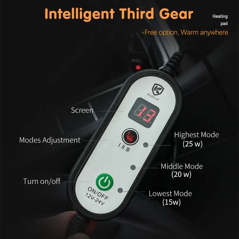 12/24V Heated Car Seat Cover 30‘ Fast Heating Seat Cushion Universal Car Seat Heater Thicken Lengthen Widen Flannel Heating Pad