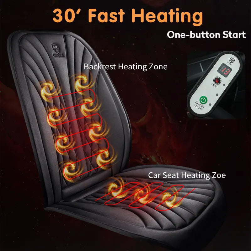12/24V Heated Car Seat Cover 30‘ Fast Heating Seat Cushion Universal Car Seat Heater Thicken Lengthen Widen Flannel Heating Pad