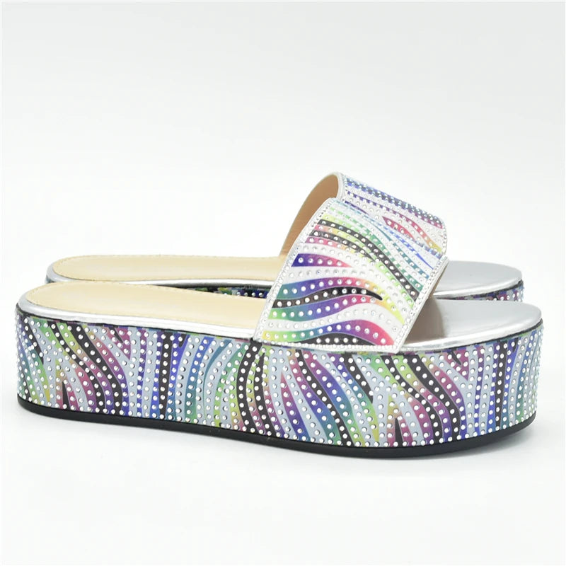 Summer Women's Mid Heels Slippers Nigerian Women Sandal High Quality Hot Selling Italian Style Slingbacks African Women Slippers