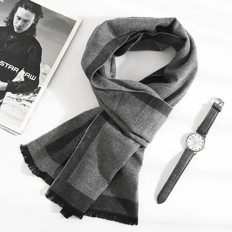 Scarves Man Autumn Winter Thick Warm Cashmere Business Long Wraps Boy Classic Shawl muffler