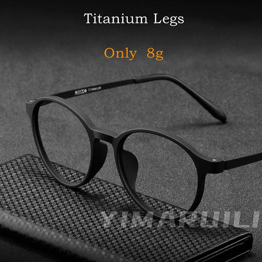 Ultralight Titanium Alloy TR90 Myopia Glasses Retro Round Optical Prescription Eyeglasses Frame