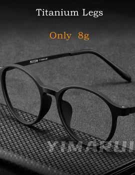 Ultralight Titanium Alloy TR90 Myopia Glasses Retro Round Optical Prescription Eyeglasses Frame