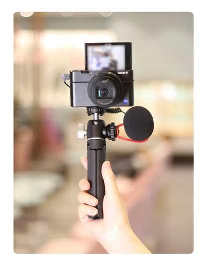 Metal Ballhead Pan Tilt Dual Cold Shoe Tripod Head Vlog Tripod Head