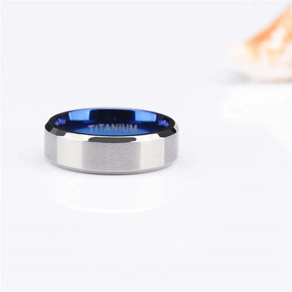 100% Pure Titanium Men Women Ring Silver Color Blue Inside Classic 4/6mm Wedding Rings