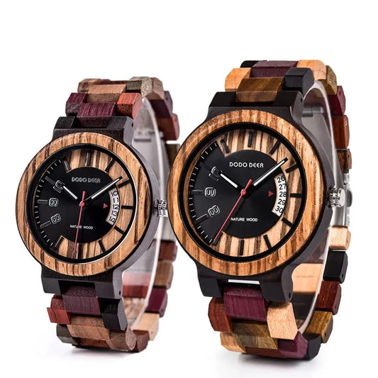 Calendar Zebra Wooden Watches Men Luxury Brand Quartz Wristwatch Man Show Date Colorful Strap