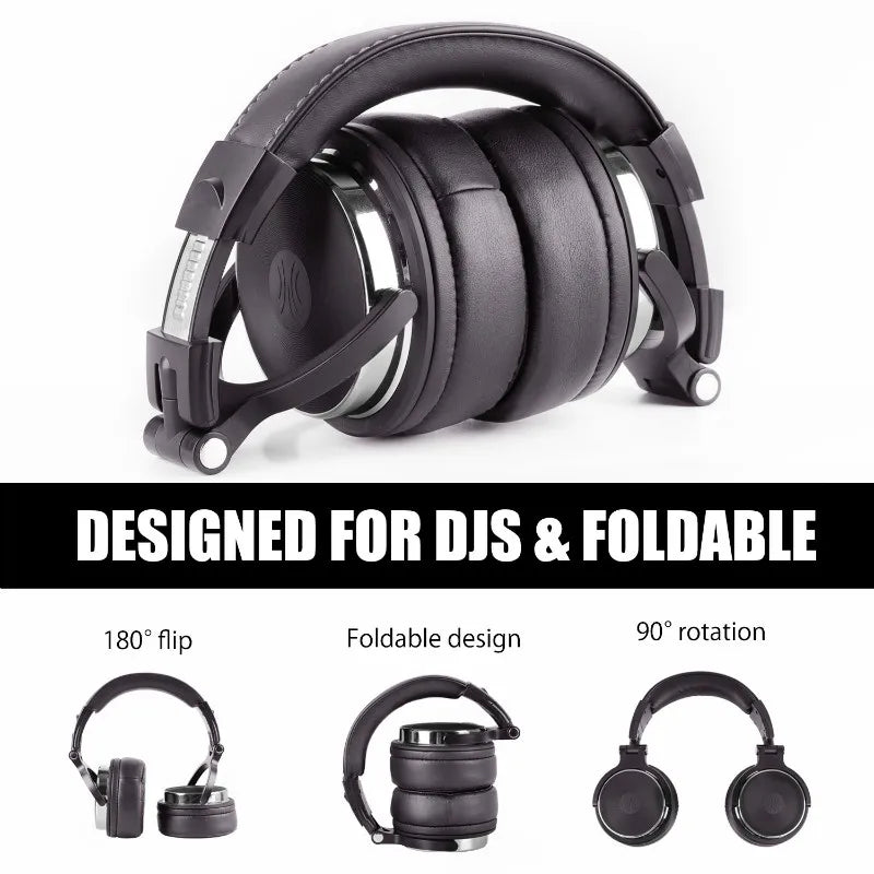 Wired HiFi Headphones Professional Studio DJ Headphones With Mic Over Ear Hi-Res Headset Monitoring For AMP Guitar Phone