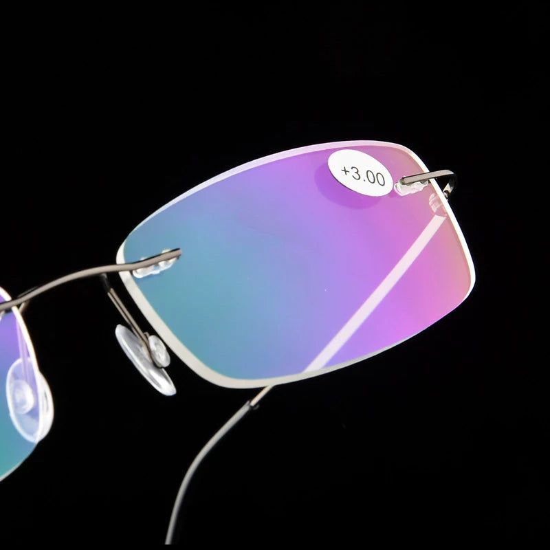 Brown Rimless Reading Glasses with Lightweight Memory Alloy Frame