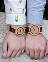 Bamboo Wooden Quartz Wristwatch for Lover Nylon Strap Couple Customize Watches