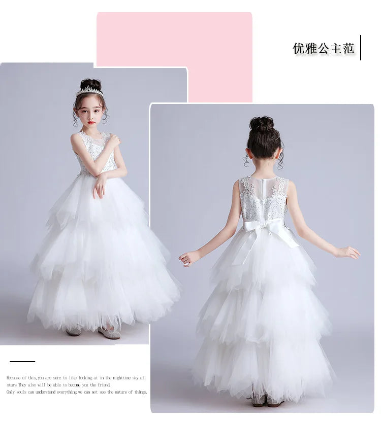 Summer New Girls Party Dresses for Evening Long Puffy Princess Dress Big Child Wedding Dress