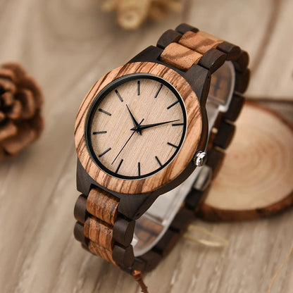 Luxury Brand Green Sandal Wood Watches Full Wooden Quartz Handmade Wristwatches Carton Box