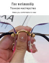 Refined Rimless Cut Square Sunglasses For Women Fashion Personality Two-Color Sunglasses