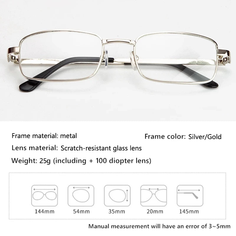 Retro Square Glass Lens Reading Glasses