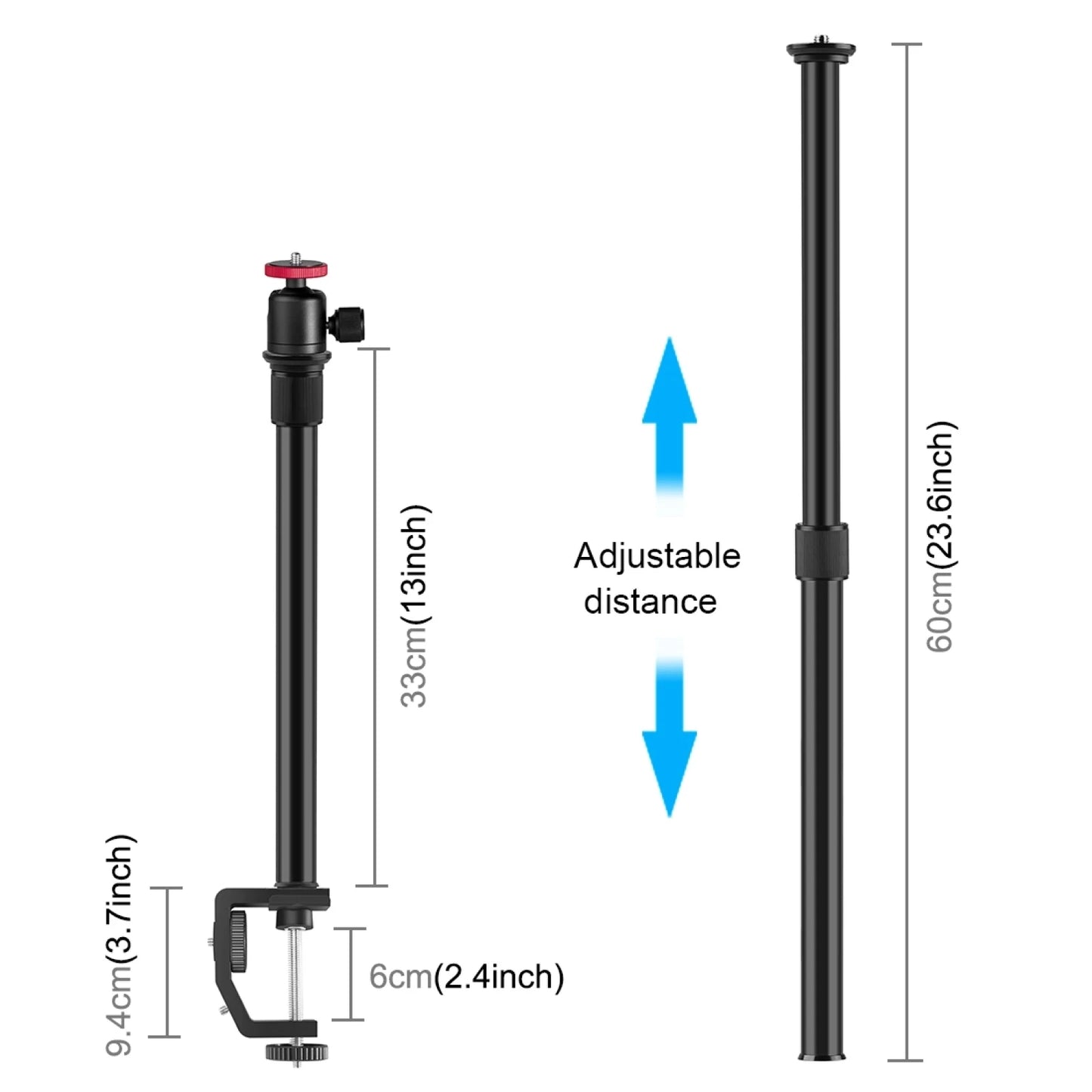 Heavy Duty C Clamp Camera Clamp Mount Rod Monopod with 1/4 inch Screw for GoPro HERO9 8 7 6 5 4 3+ 3 2 1/ DJI Osmo Action