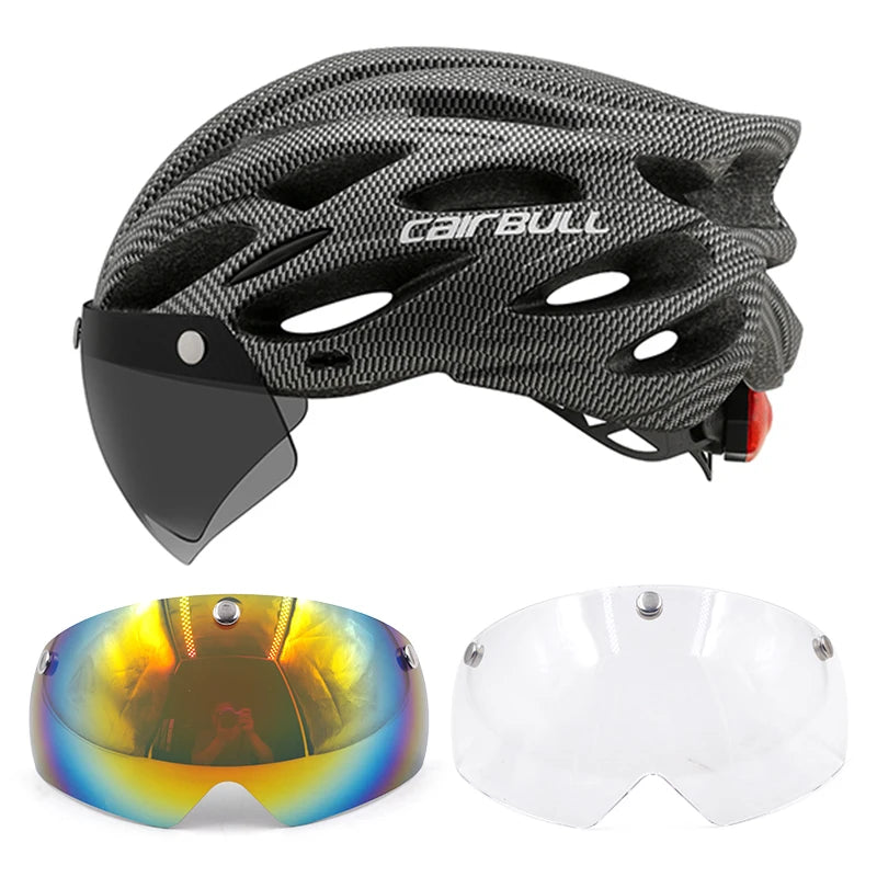 Lightweight LED Cycling Helmet With Visor For Road And Mountain Bike