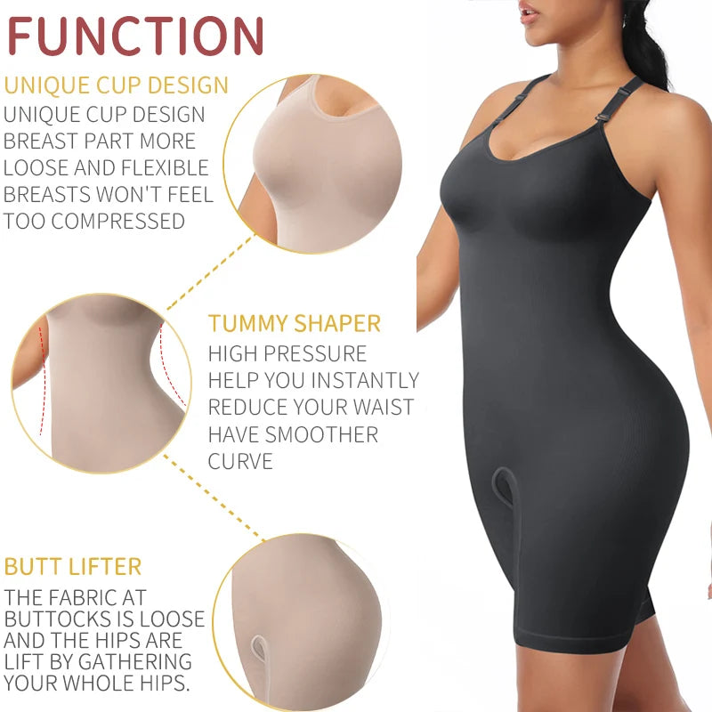 Women Full Body Shaper Bodysuit – Tummy Control & Thigh Slimming Shapewear
