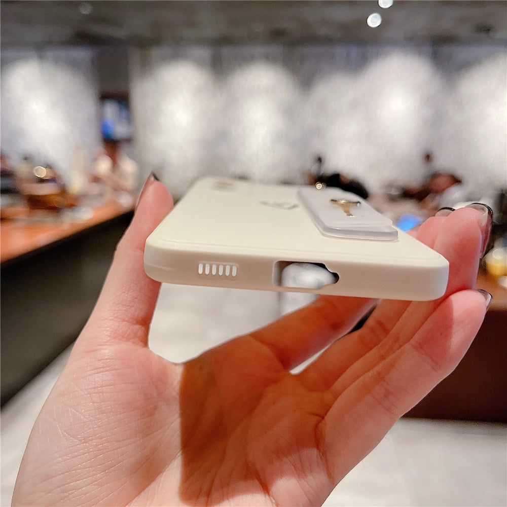 Love Heart Wristband Holder Phone Case For Samsung S24 S23 S22 S21 Plus Note 20 Ultra S20 FE Soft Cover