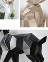 A Couple of 2Pcs Deer Statue Modern Geometric Sculpture Desktop Ornament Figurine Wine Cabinet Cafe TV Showcase Decor