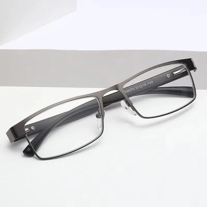 Reading Glasses Titanium Alloy Coated Lenses  Presbyopic Eyewear Square Anti-Blue Spectacles Eyeglasses For Men+3.5+4