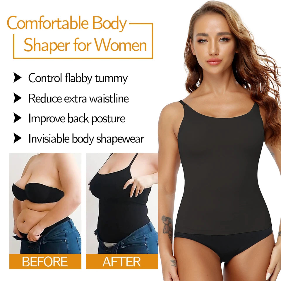 Women Shapewear Tops Waist Trainer Tummy Control Body Shaper Shaping Tank Top Slimming Underwear Seamless Compression Camisoles