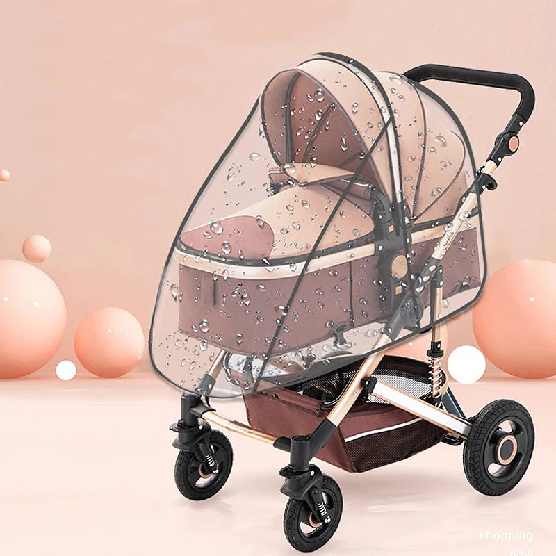 Stroller Rain Cover Transparent Wind Dust Shield Universal Trolley Umbrella Raincoat  Seat Cover Sunshade Breathable