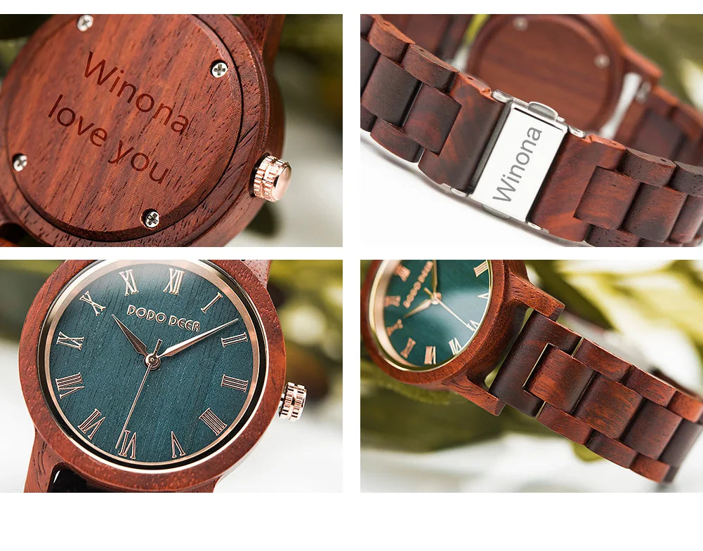 Watch Real Wood Wristband Wristwatches With Roman Numerals in Bamboo Box