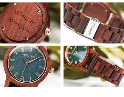 Watch Real Wood Wristband Wristwatches With Roman Numerals in Bamboo Box