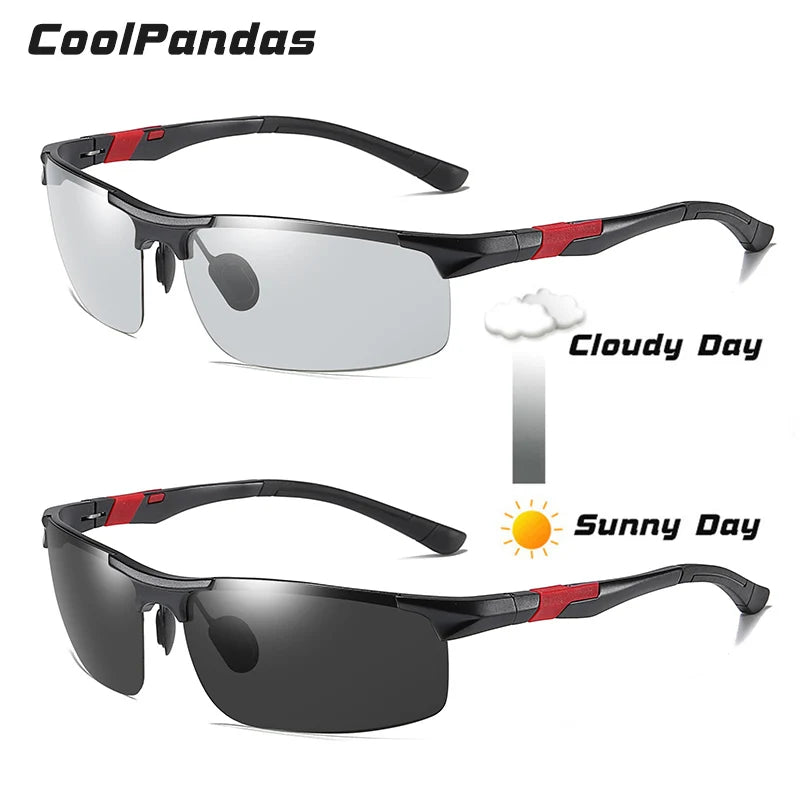 Aluminum Magnesium Frame Driving Photochromic Sunglasses Polarized Sun glasses Men