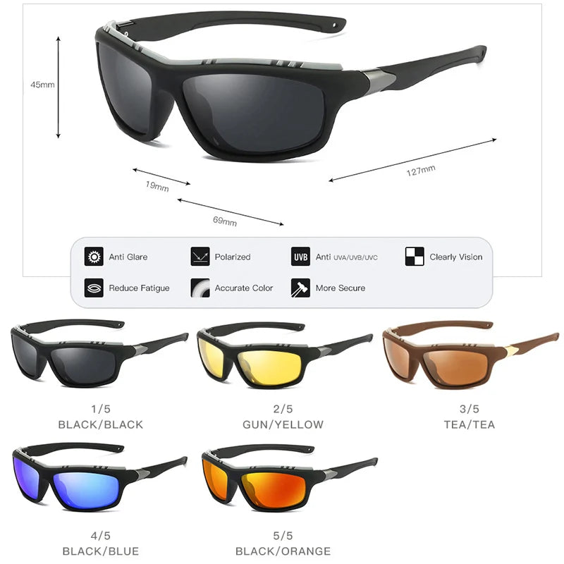 Square Polarized Tactical UV400 Mirror Sunglasses for Men Women Outdoor Driving Glasses