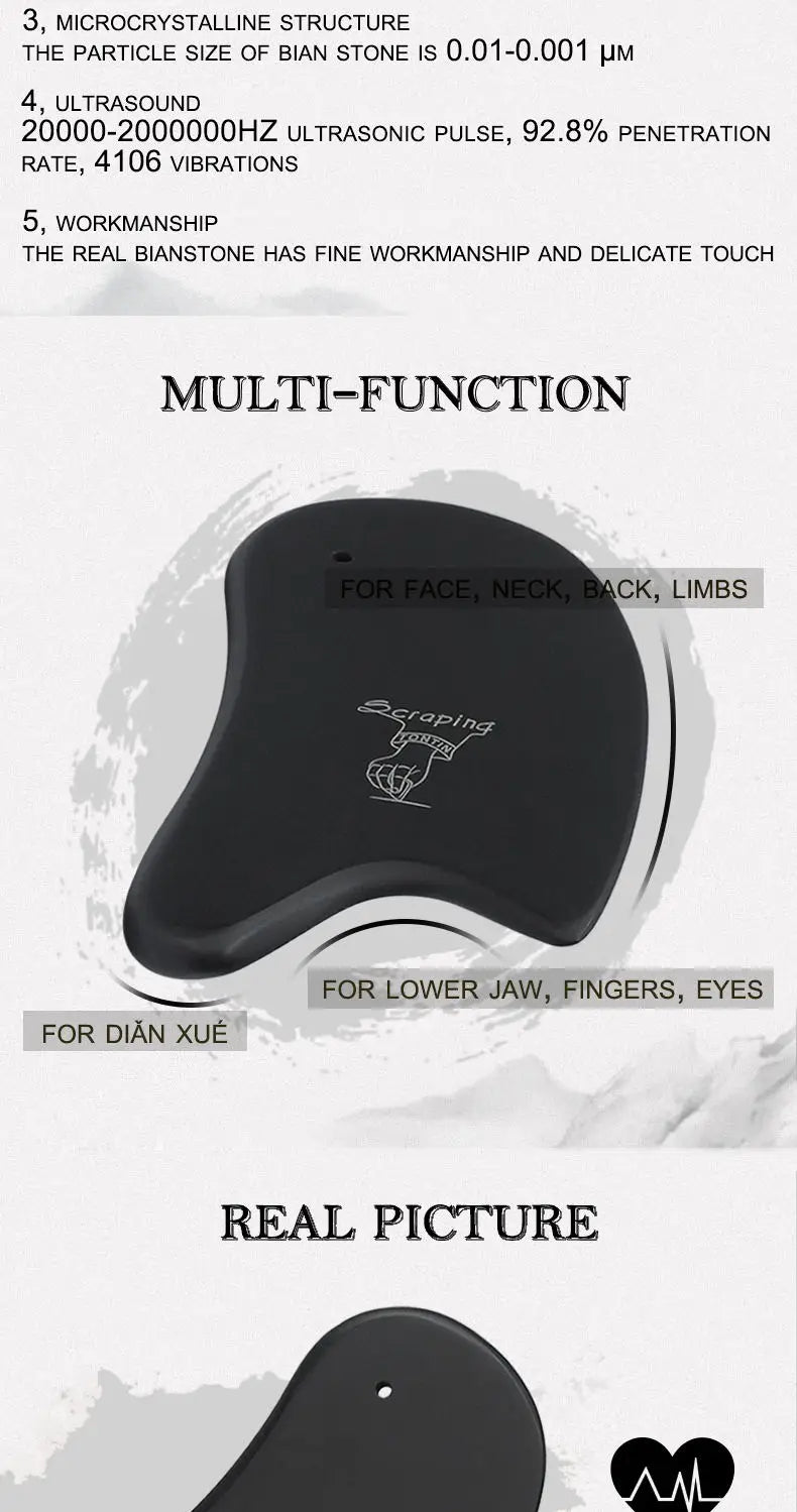 Tontine Traditional Bian Stone Needle Therapy Knife shape Face-lift Back meridians Neck Tool gouache scraper for face scraping