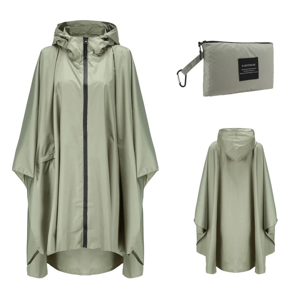 Lightweight Breathable Waterproof Rain Poncho with Belt and Storage Bag