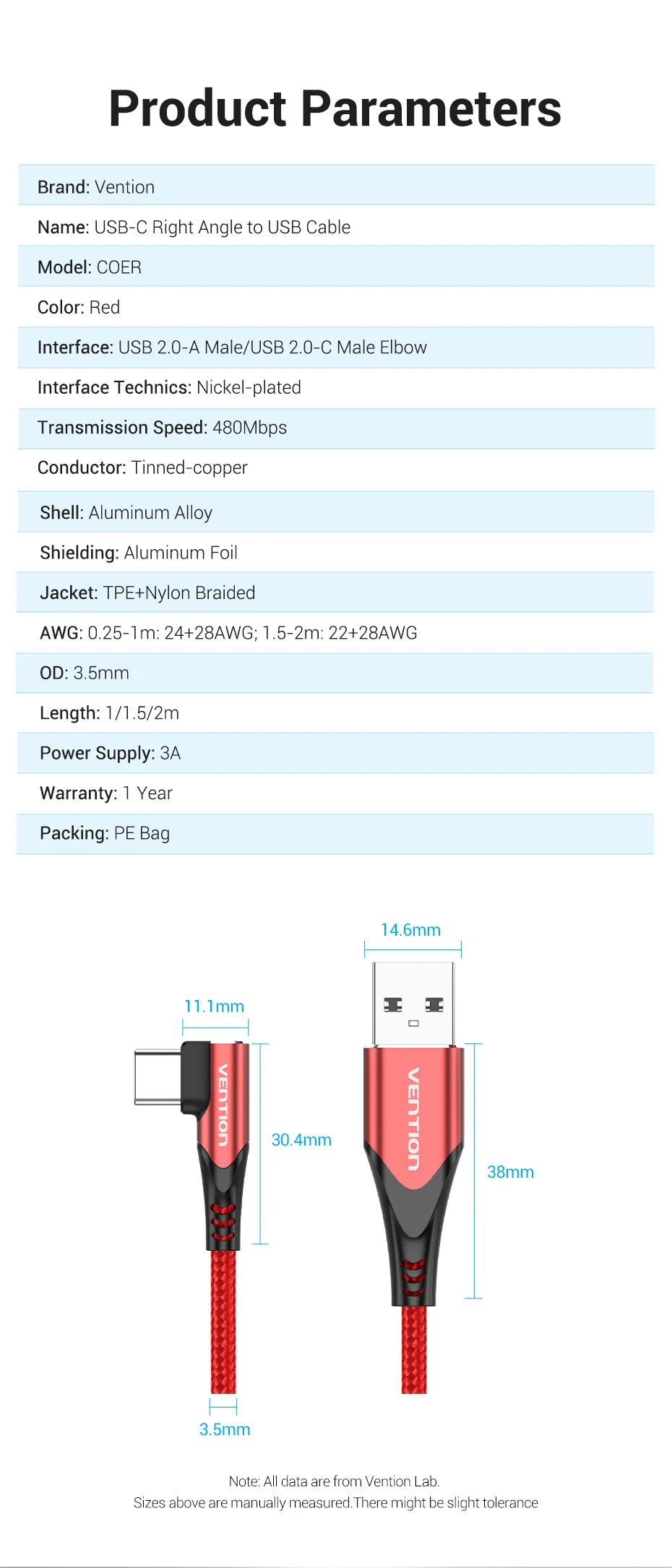 USB C Cable 90 Degree Fast Charger USB A to Type C Cable for Huawei Honor Xiaomi Redmi Samsung Mobile Phone USB-C Cord