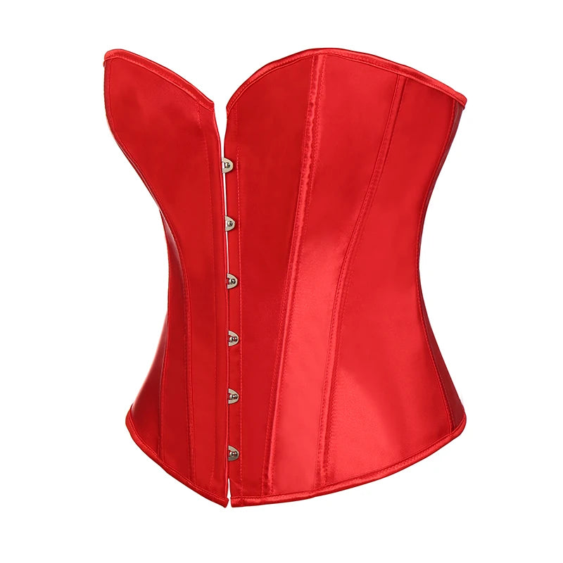 Bustiers & Corsets Gothic Steampunk Corset Lace Up Boned Overbust Bustier Tops Waist Trainer Corselet Satin Strapless Corsages