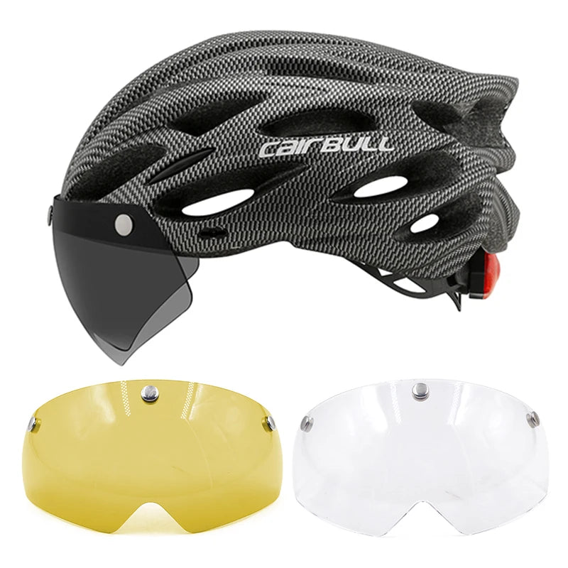 Lightweight LED Cycling Helmet With Visor For Road And Mountain Bike