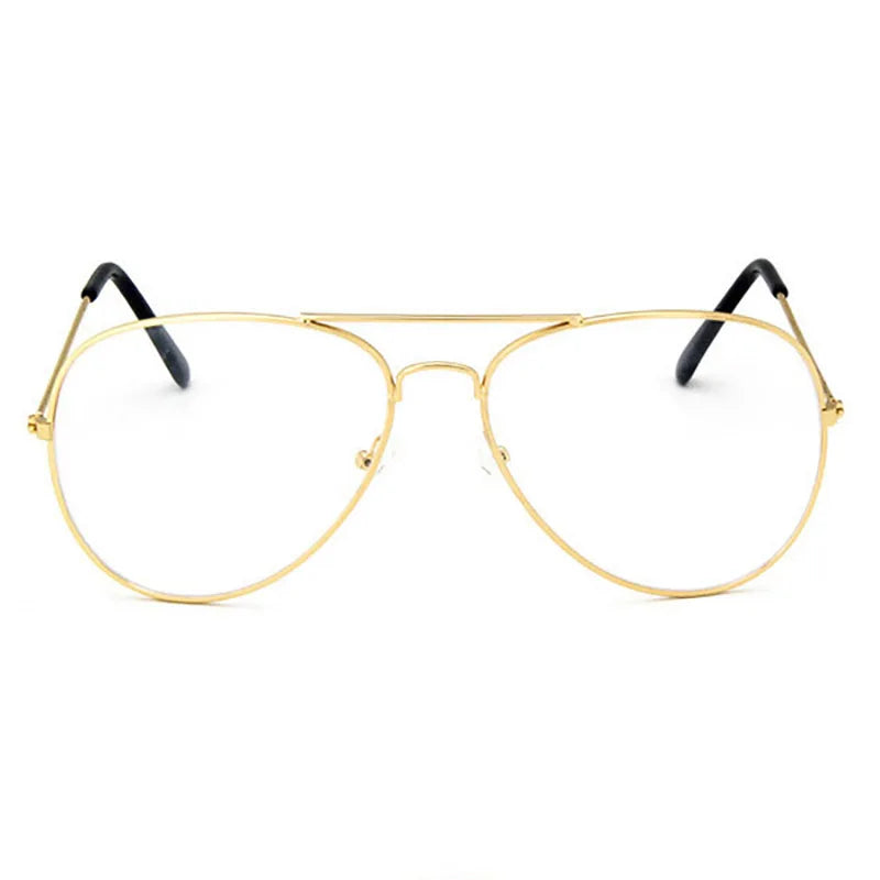 Retro Eyewear Men Pilot Transparent Glasses Frames Gold Fake Glasses Vintage Optical Myopia Eyeglasses Frames