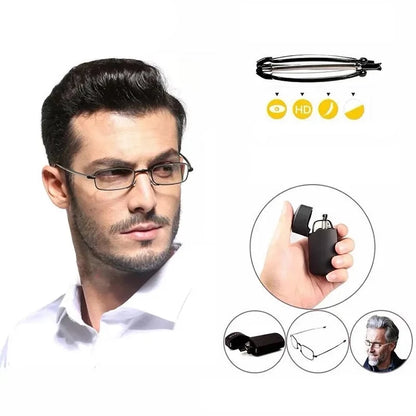 Reading Glasses for Men Metal Folding Stylish Portable Men Reading Glasses Lighter Designer Diopter +1.0 To +3.0