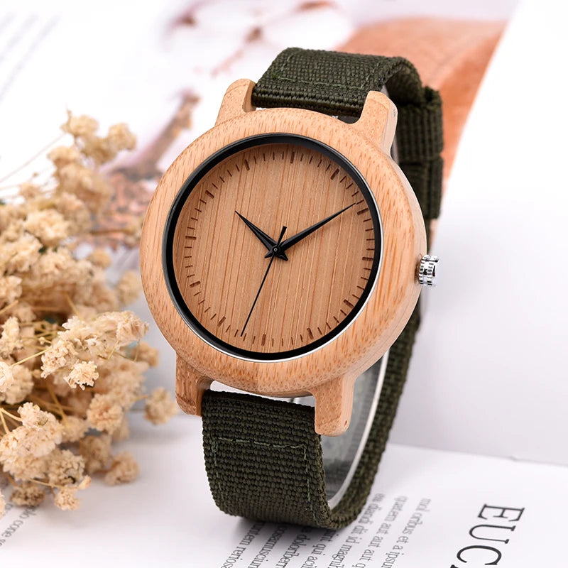 Couple Wood Watches Men Ladies Lightweight Simple Nylon Bracelet Japan Quartz Wristwatch Male