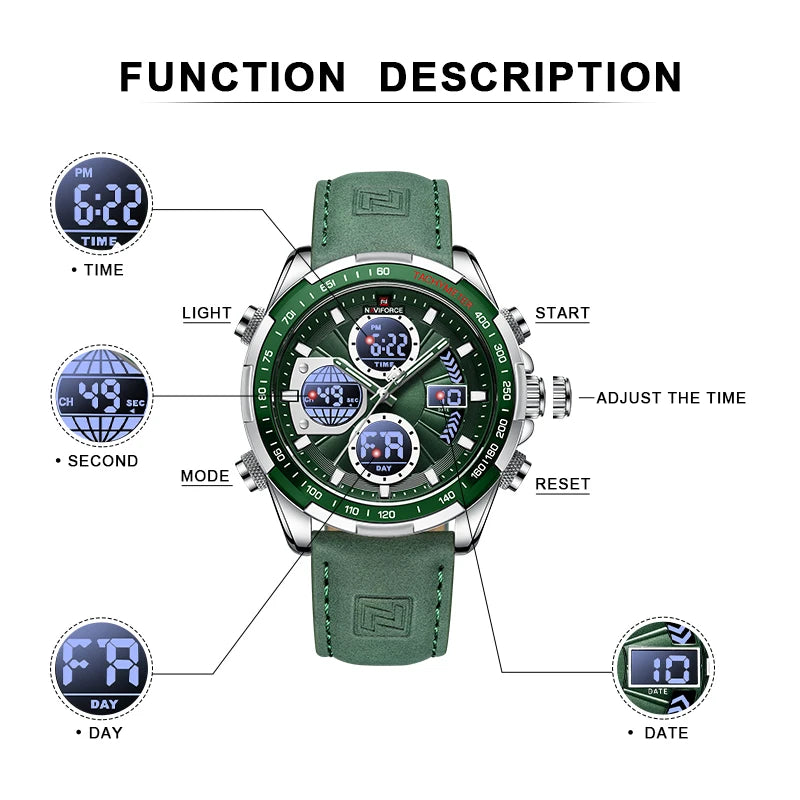 Men Luxury Original Sports Chronograph Watch Waterproof Quartz WristWatch Clock