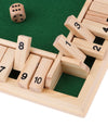 Four Sided 10 Numbers Shut The Box Board Game Wooden Flaps & Dice Set Deluxe Board Game Party Club Games