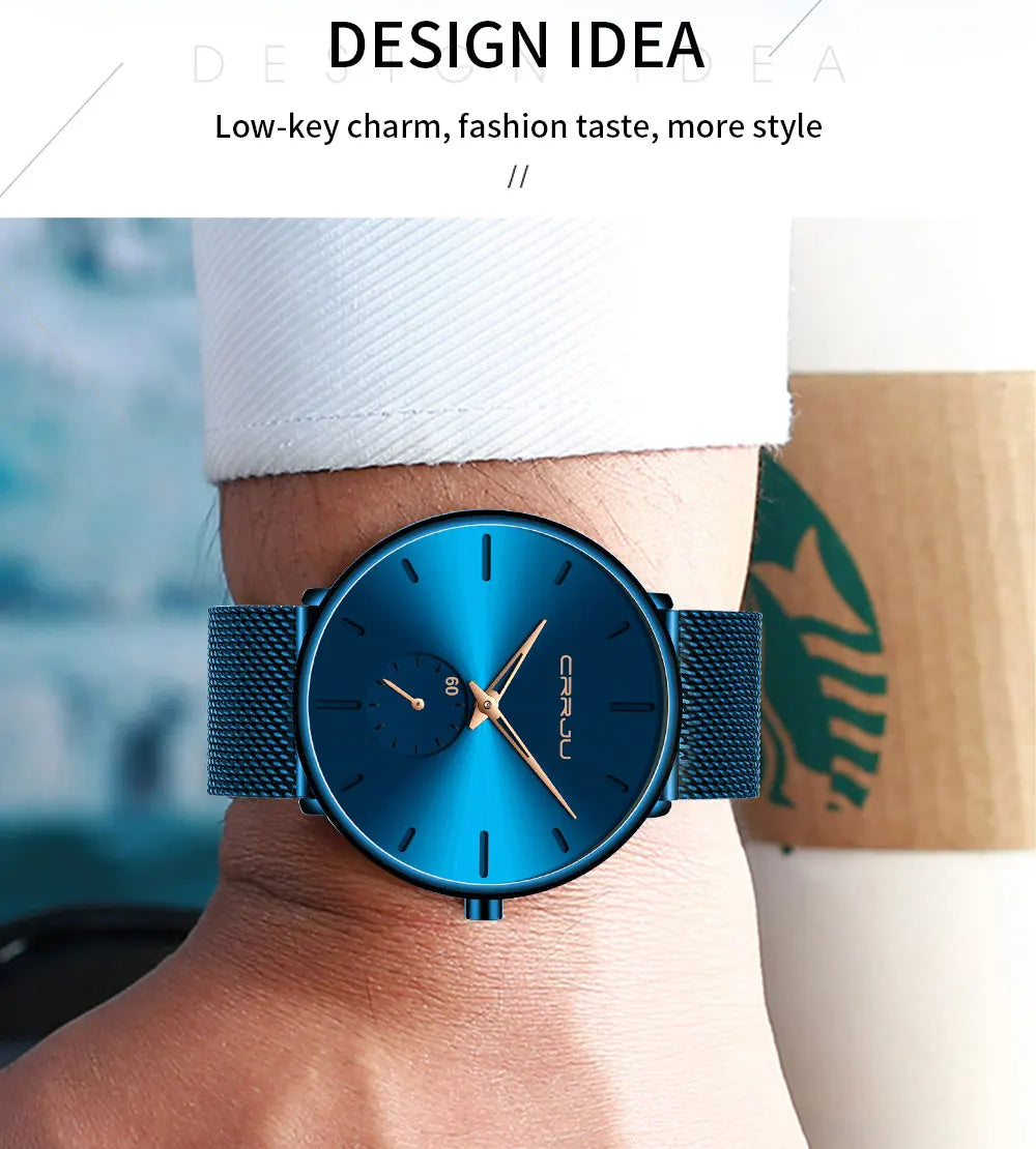 Fashion Blue Men Watch Top Luxury Brand Minimalist Ultra-thin Quartz Watch Casual Waterproof Clock Relogio Masculino