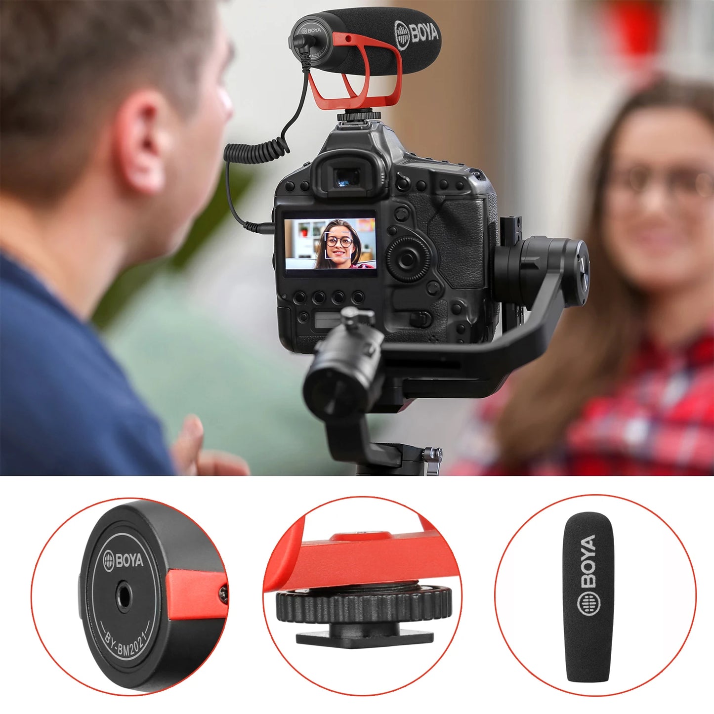 R Super-Cardioid Shotgun Microphone with TRRS & TRS Connectors for IOS Andrioid Smartphone DSLR Camera Camcorder