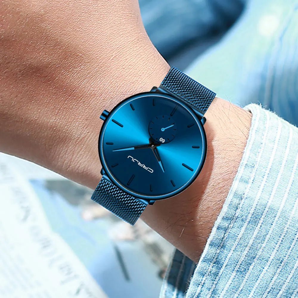 Fashion Blue Men Watch Top Luxury Brand Minimalist Ultra-thin Quartz Watch Casual Waterproof Clock Relogio Masculino