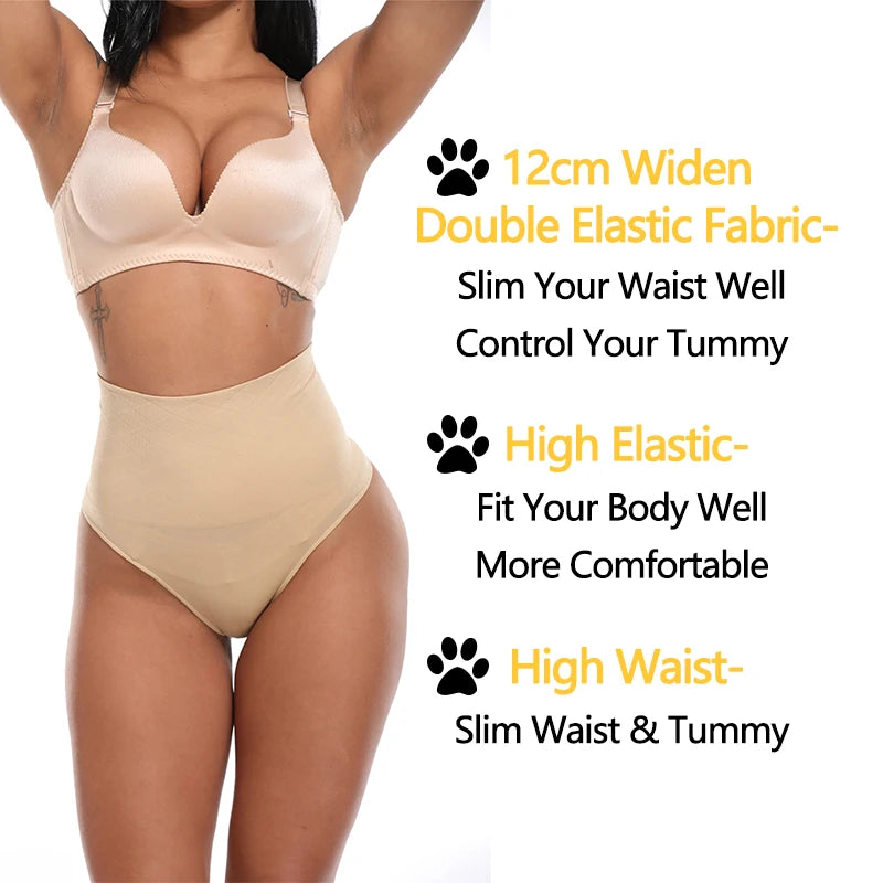 Women Thong Panty Shaper High Waist Tummy Control Panties Slimming Underwear Waist Trainer Shaping Briefs Butt Lifter Shapewear