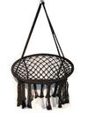 Nordic Style Round Hammock Swing Chair Safety Hanging Hammock Rope Hanging Garden Seat Beige Knitting Rope Swing Balcony Chair